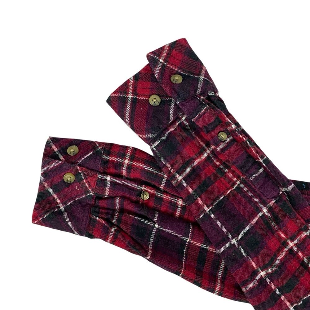 Upcycled Flannel Shirt Shacket Womens 1X Mechanic Grunge Patchwork Folk Art - Picture 5 of 16